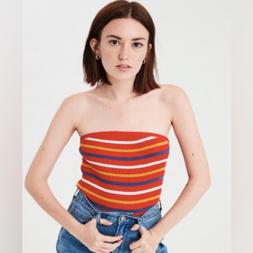 American Eagle Fitted Striped Tube Top 100% Cotton
